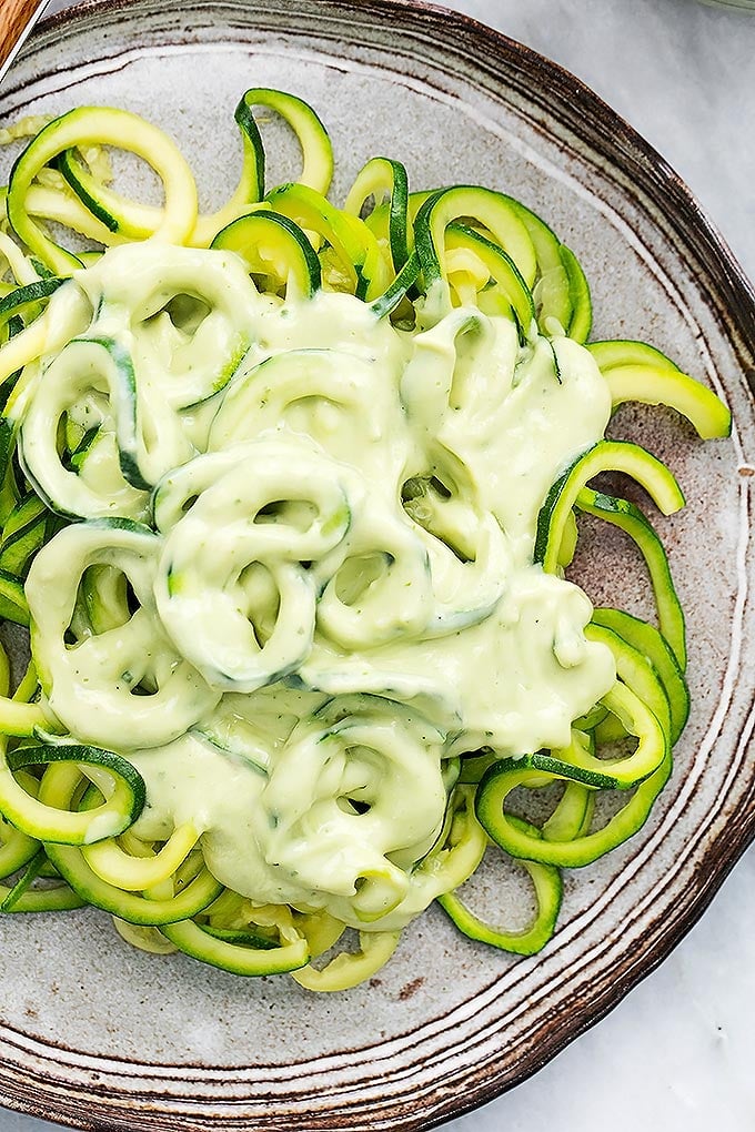 Zoodles With Cilantro Lime Avocado Sauce