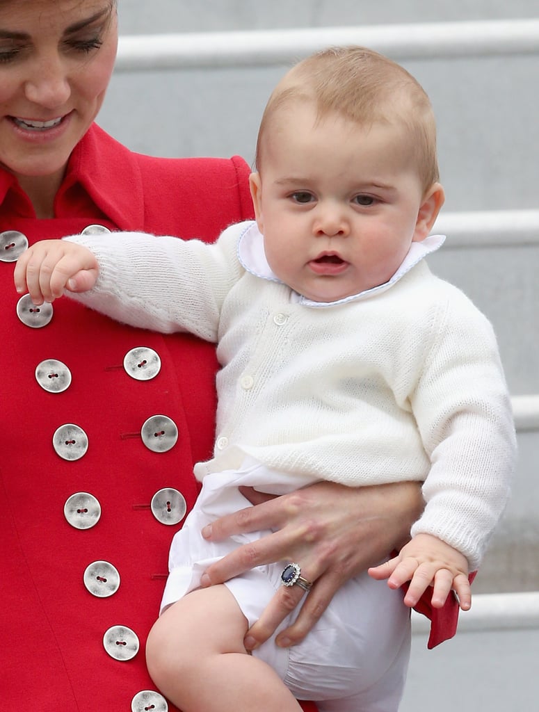 Prince George in Australia in 2014 Wearing a White Cardigan