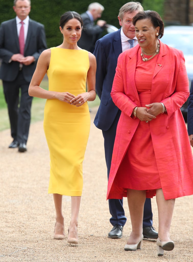 Brandon Maxwell Crepe Midi Dress in Yellow