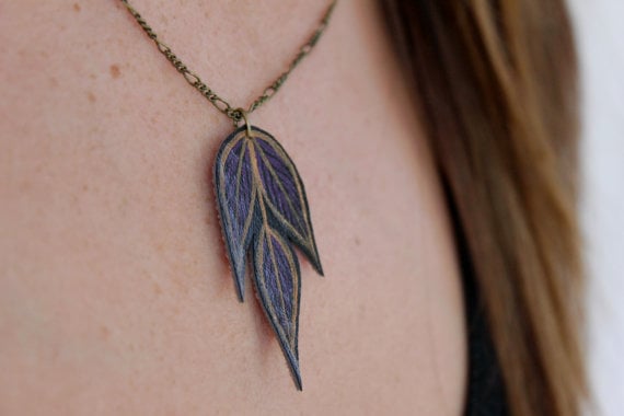 Purple Leaf Necklace