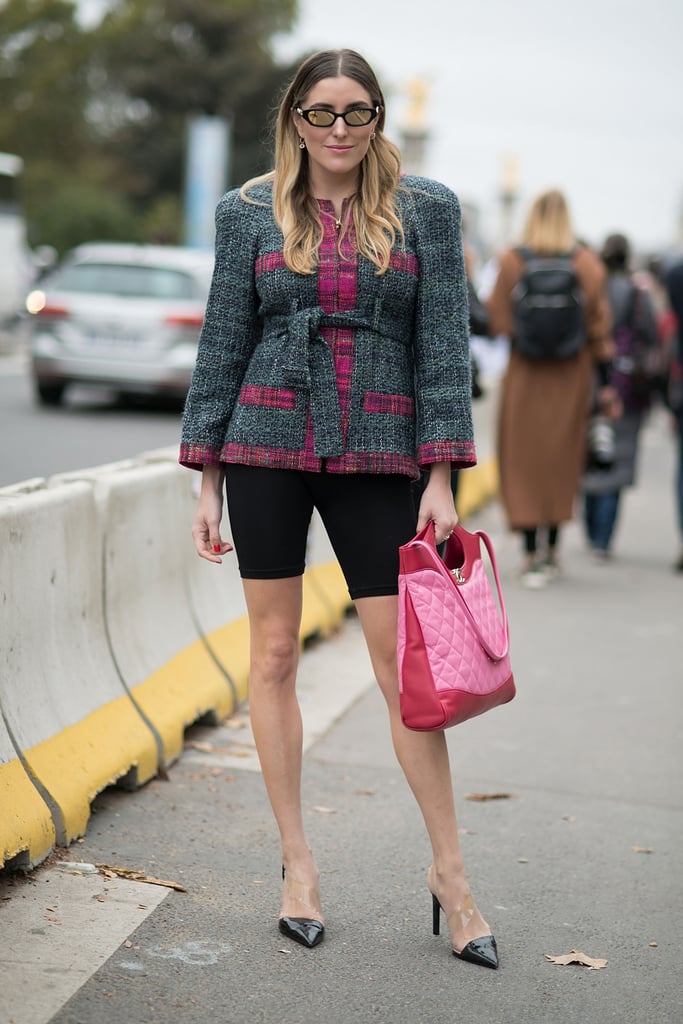 cycling shorts and blazer