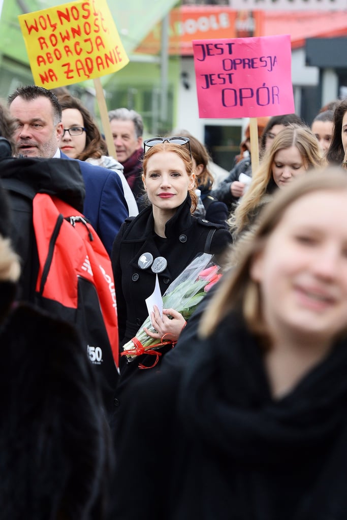 Jessica Chastain at Women's Rally in Poland March 2017