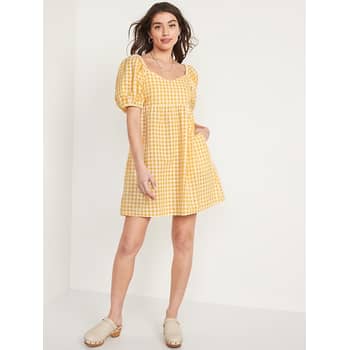 Old Navy Gingham Puff-Sleeve Dress Review With Photos | PS Fashion