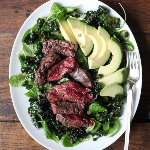 Kale Salad With Steak and Avocado Recipe POPSUGAR Fitness