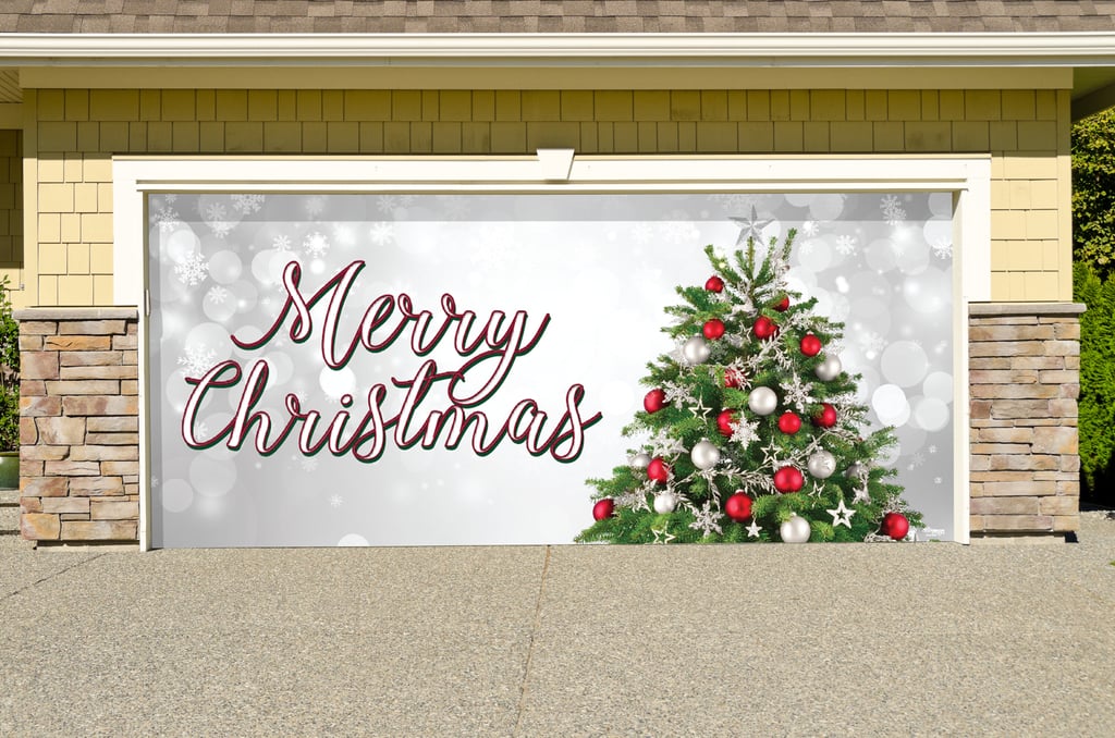 Merry Christmas Tree Garage Door Mural  Garage Christmas Banner s