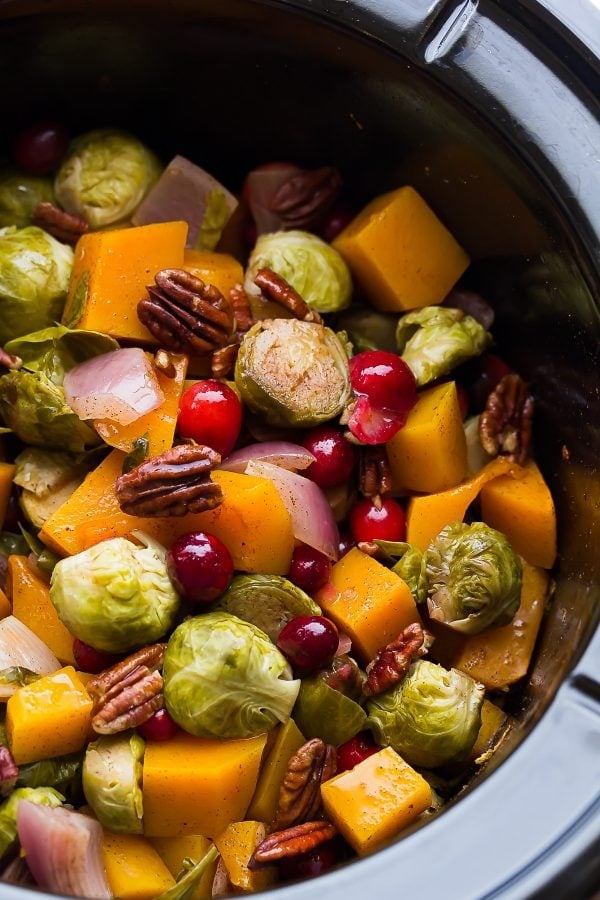 Slow-Cooker Brussels Sprouts With Cranberries, Pecans, and Butternut