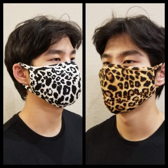 Leopard Print Reusable Washable Stretch Cotton-Lined Face Mask