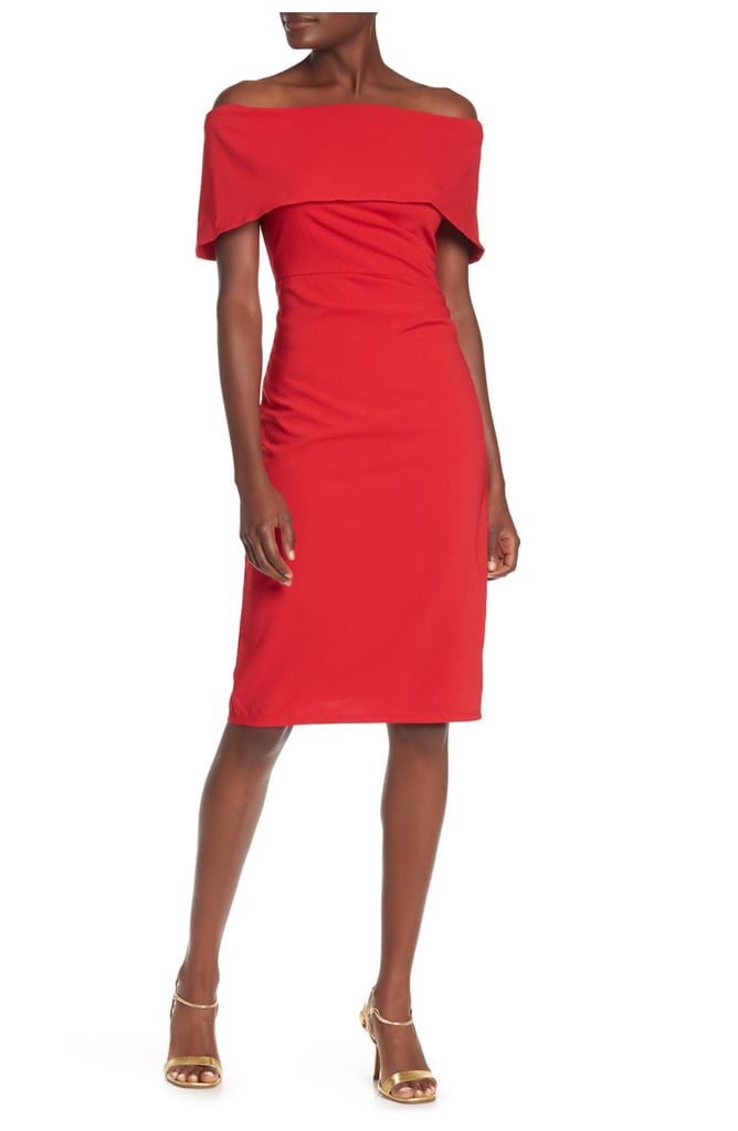 Something Red Hot: Marina Off-the-Shoulder Midi Dress