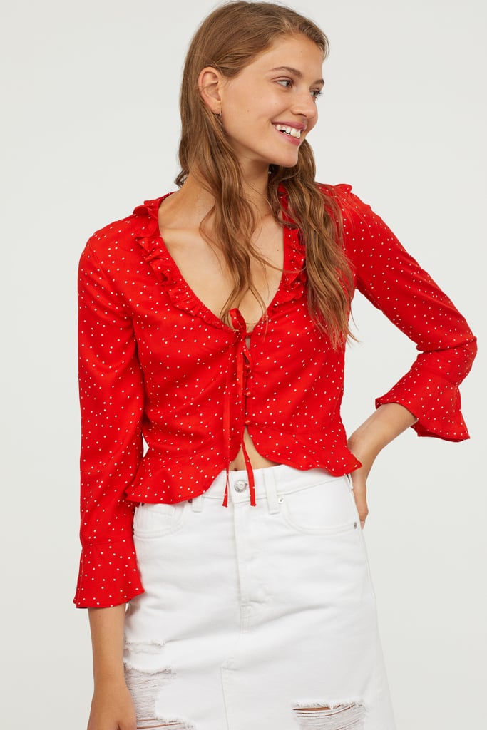 V-Neck Blouse with Buttons