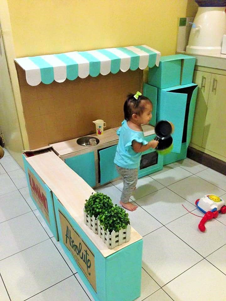 Diy Cardboard Play Kitchen For Kids Popsugar Family