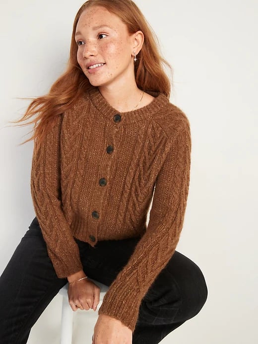 Old Navy Cropped Cable-Knit Cardigan Sweater