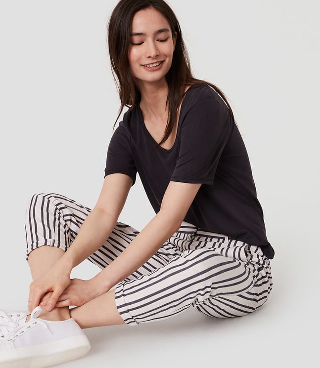 LOFT Striped Cropped Skinny Chinos