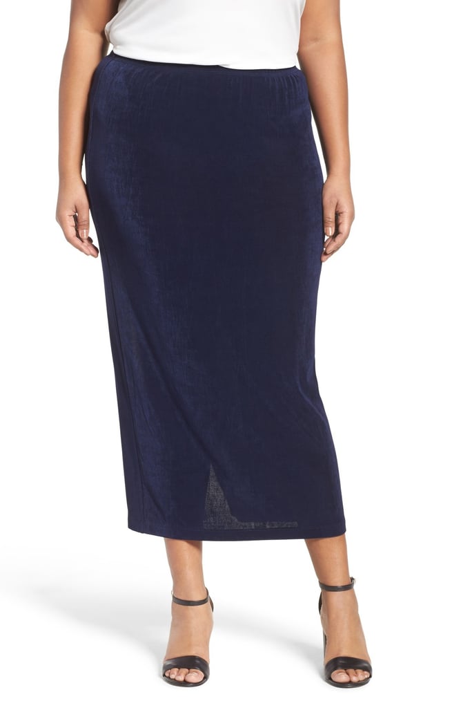 Vikki Vi Plus Size Women's Vikki Vi Stretch Knit Straight Maxi Skirt