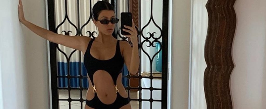 Kourtney Kardashian Black Monokini in Mexico 2018
