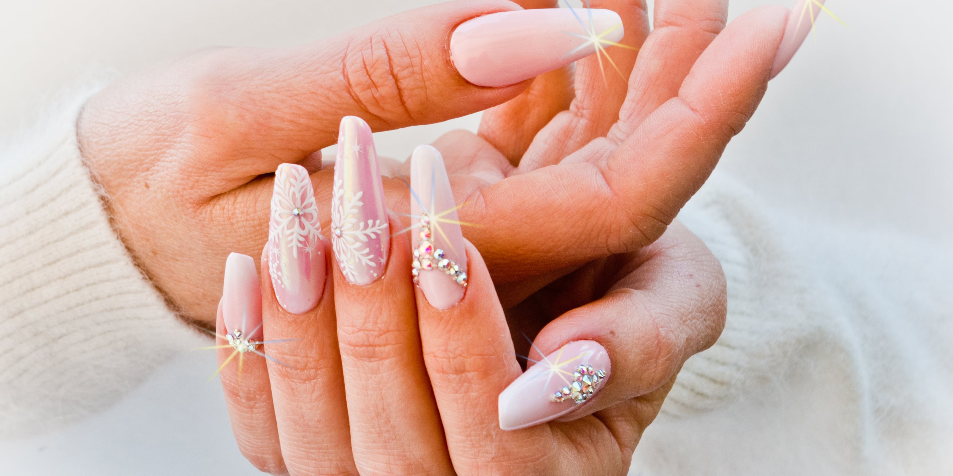 Spring Whisper Extra Long Coffin Soft Pink Press-On Nails with Delicate  Flower Art and Matte Finish