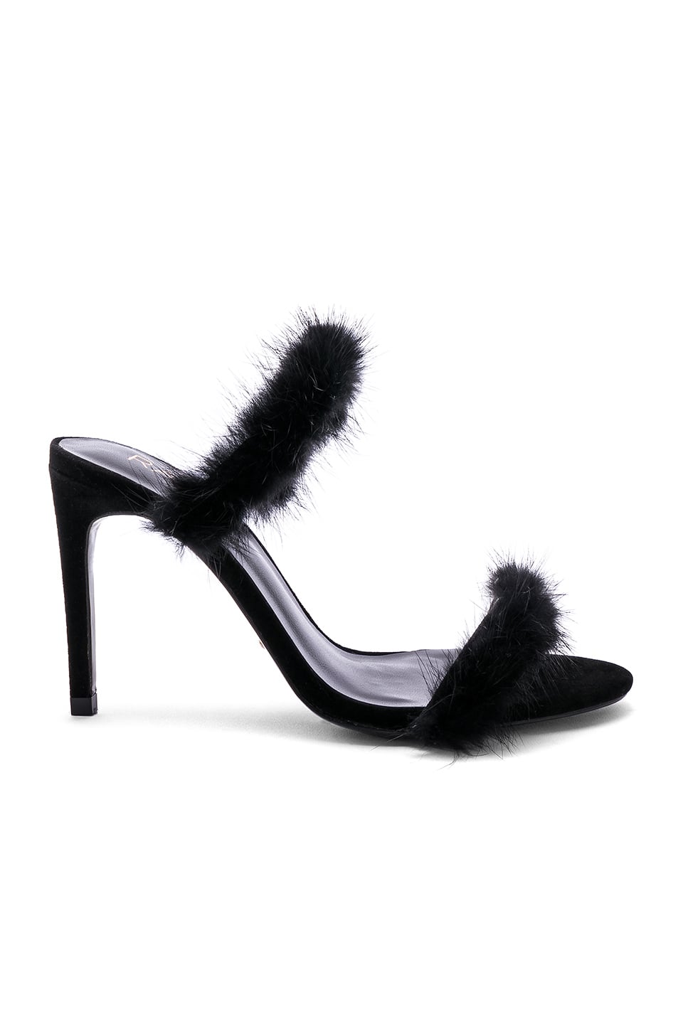 black fuzzy heels