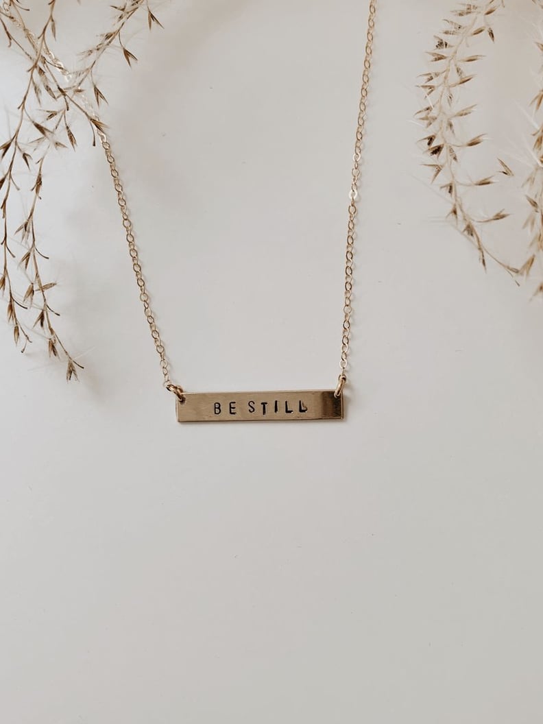 Oceanne Be Still Stamped Bar Necklace