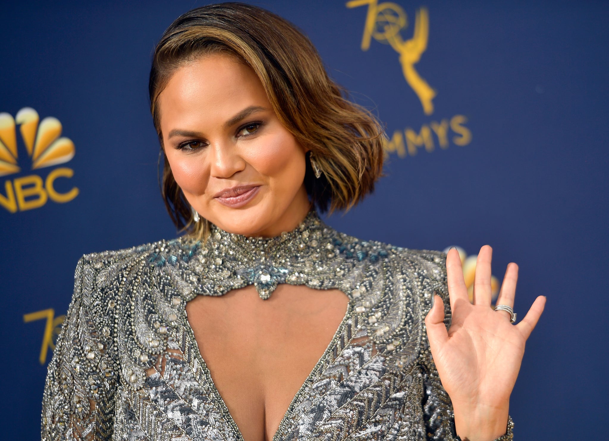 LOS ANGELES, CA - SEPTEMBER 17:  Chrissy Teigen attends the 70th Emmy Awards at Microsoft Theatre on September 17, 2018 in Los Angeles, California.  (Photo by Matt Winkelmeyer/Getty Images)