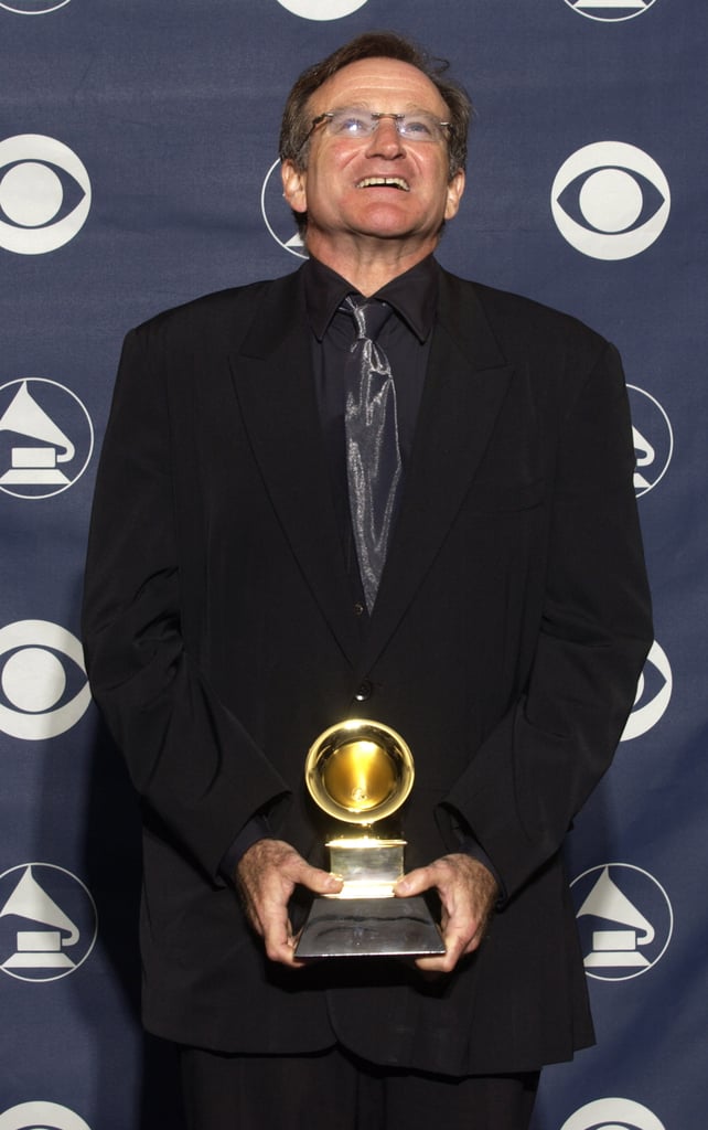 Robin celebrated in the Grammys press room after taking home the award for best spoken comedy album in February 2003.