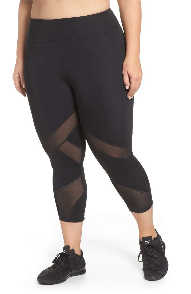 Active 3/4 Spliced Mesh Panel Leggings