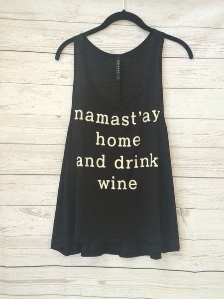 Also good for your health? A glass of heart-healthy red wine. 
Namast'ay Home amd Drink Wine Tank ($22)