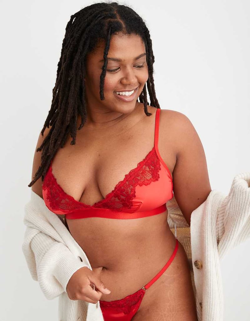 Festive Lingerie: Aerie Shine Embroidery Triangle Bralette