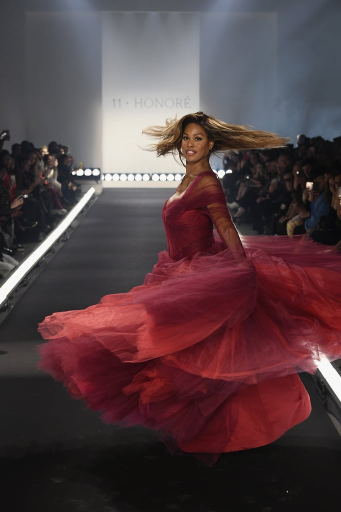 Laverne Cox's Zac Posen Dress on 11 Honouré Runway Feb. 2019