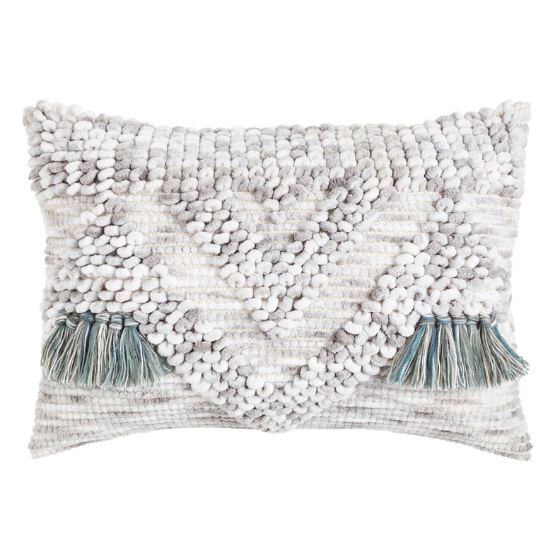 Textured Woven Gray Lumbar Pillow