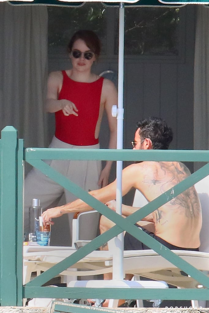 Emma Stone and Justin Theroux Beach Pictures May 2018