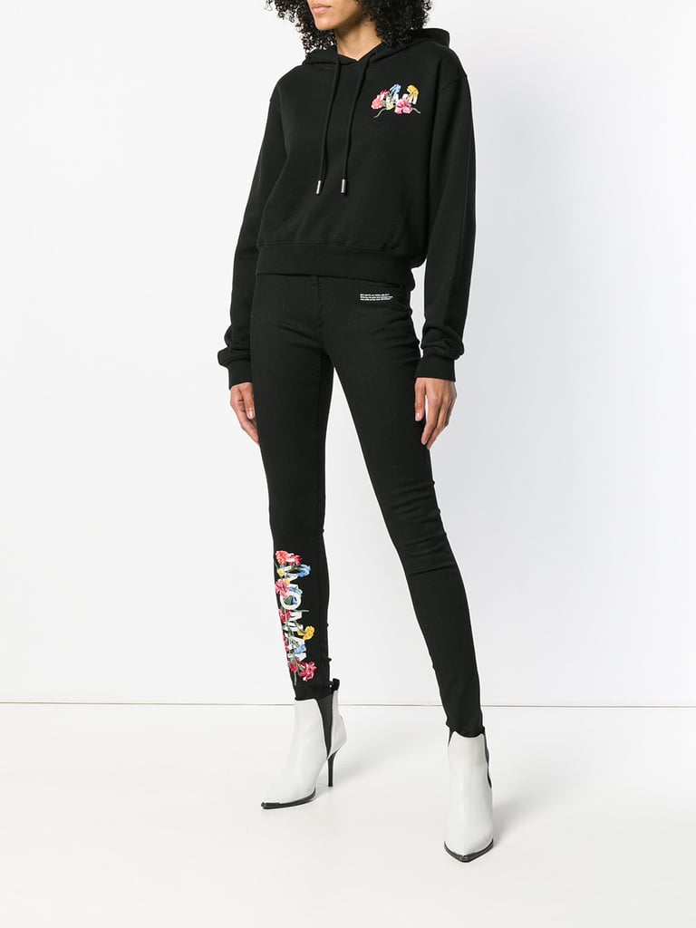 Off-White Floral Embroidered Skinny Jeans