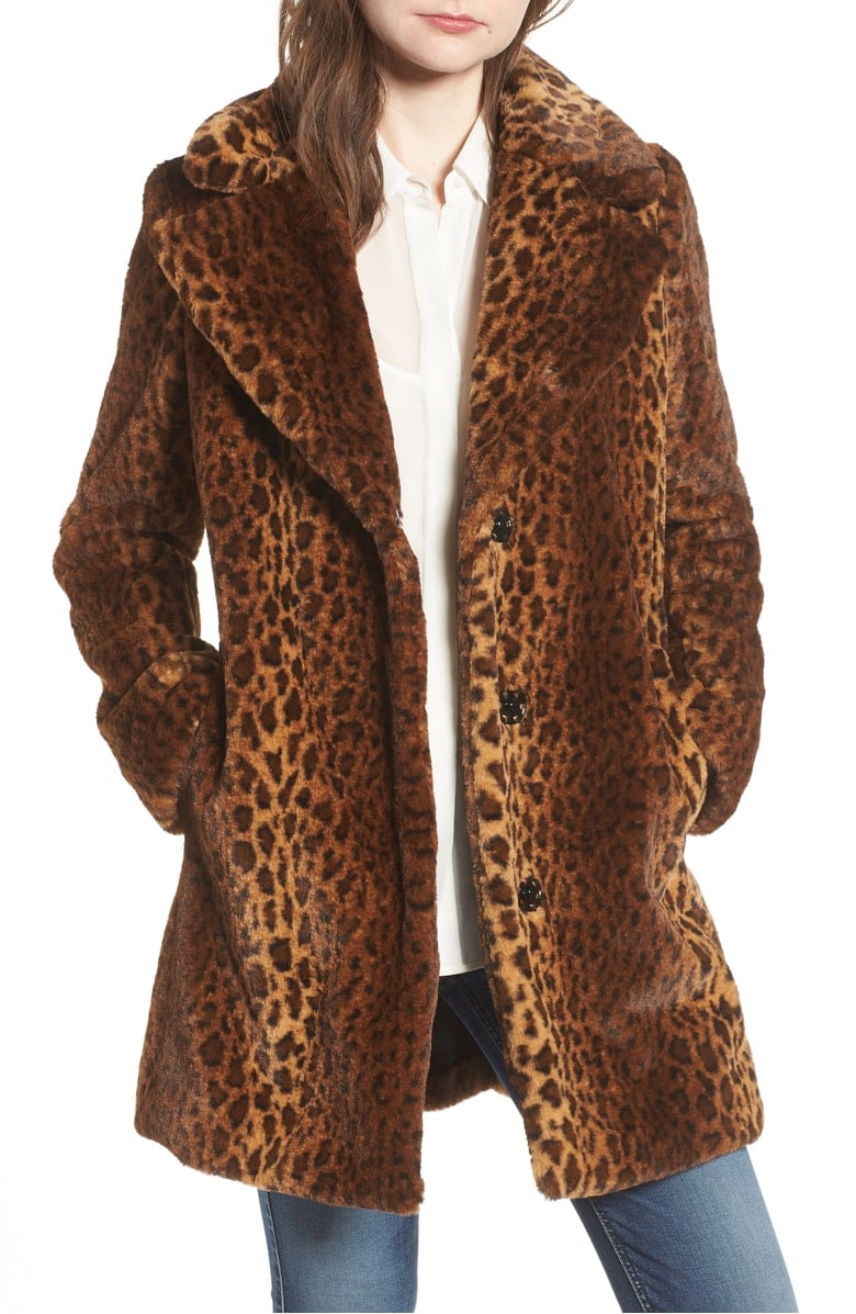 Kensie Faux Fur Leopard-Print Coat