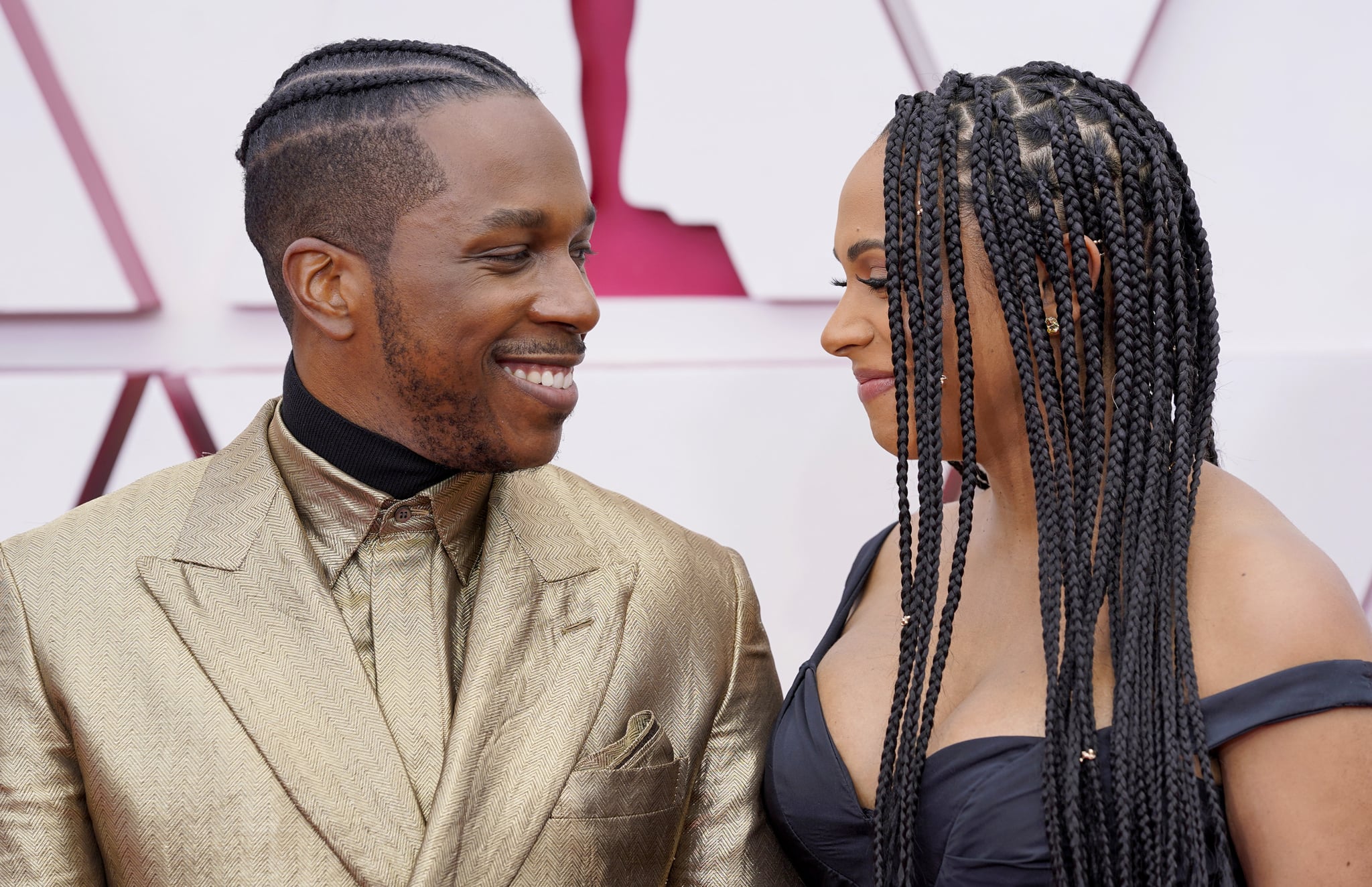 Leslie Odom Jr. and Nicolette Robinson at the Oscars 2021