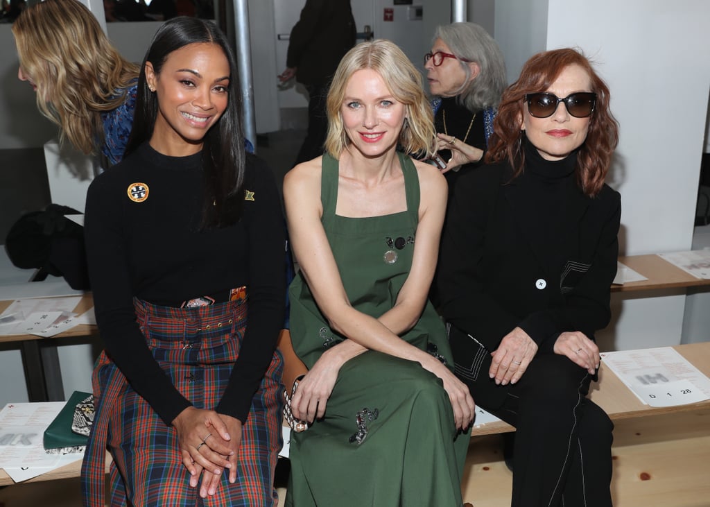 Zoe Saldana, Naomi Watts, and Isabelle Huppert at Tory Burch Fall 2019