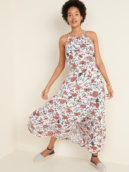 Waist-Defined Braided-Strap Maxi Sundress