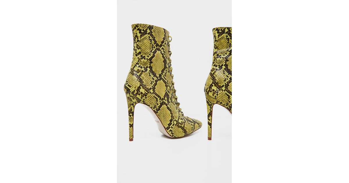PrettyLittleThing Lime Snake Lace Up 