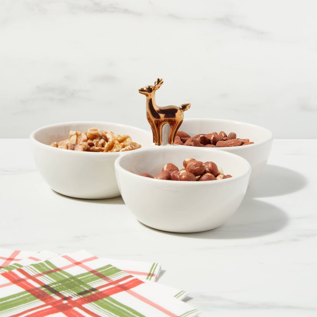 For Serving: Threshold Stoneware Reindeer Sectioned Serving Bowl