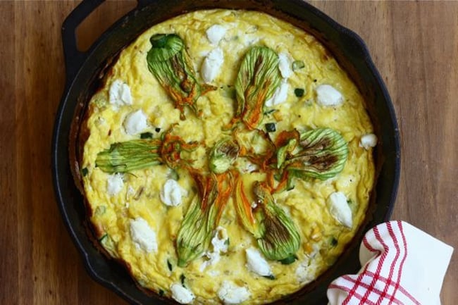 Squash Blossom and Goat Cheese Frittata