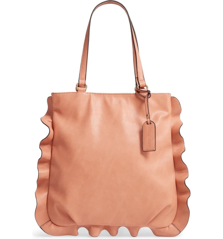 Sole Society Arwen Ruffle Trim Faux Leather Tote