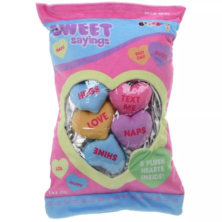 2 scoops bag of candy hearts valentines plush