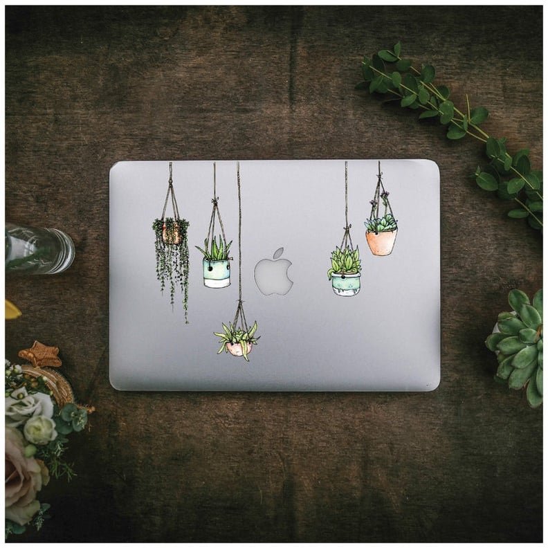 Illustrated Hanging Plant Laptop Stickers