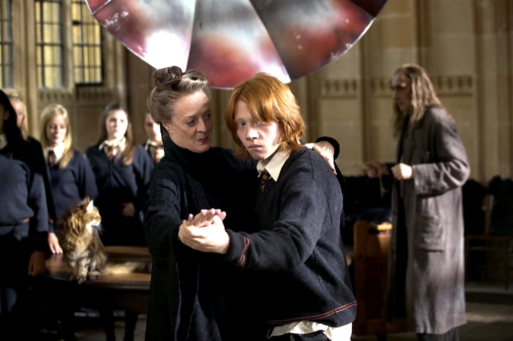 Here's Professor McGonagall giving Ron dance lessons in Harry Potter and the Goblet of Fire.