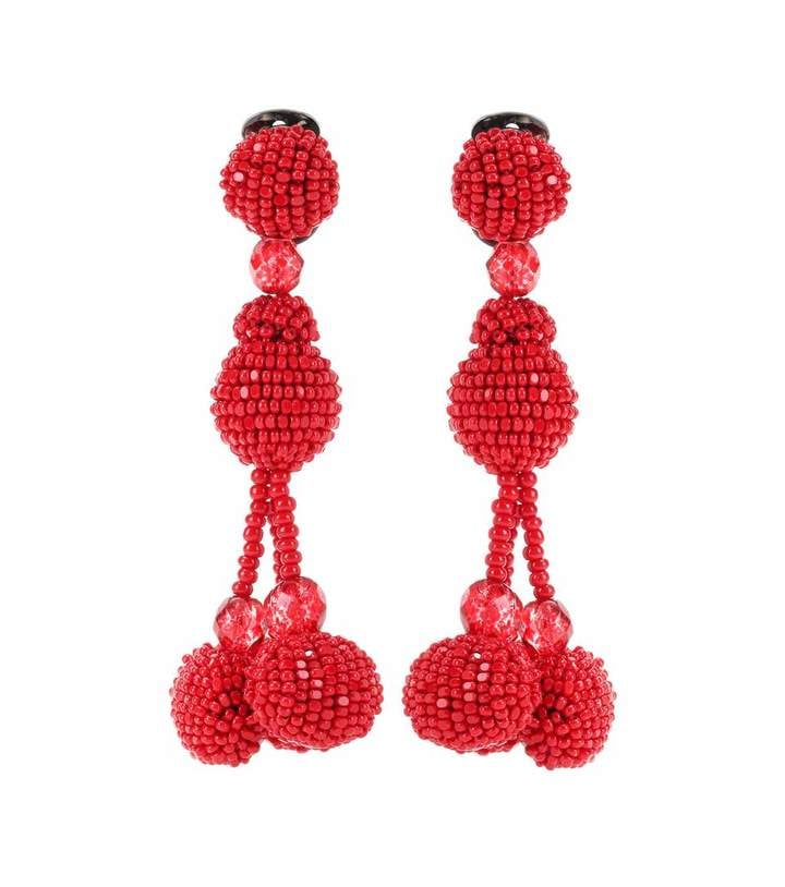 Oscar de la Renta Beaded Pom Pom Clip-On Earrings ($694)