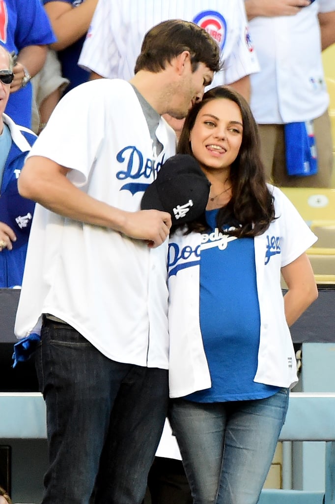 Ashton Kutcher and Mila Kunis at LA Dodgers Game Oct. 2016