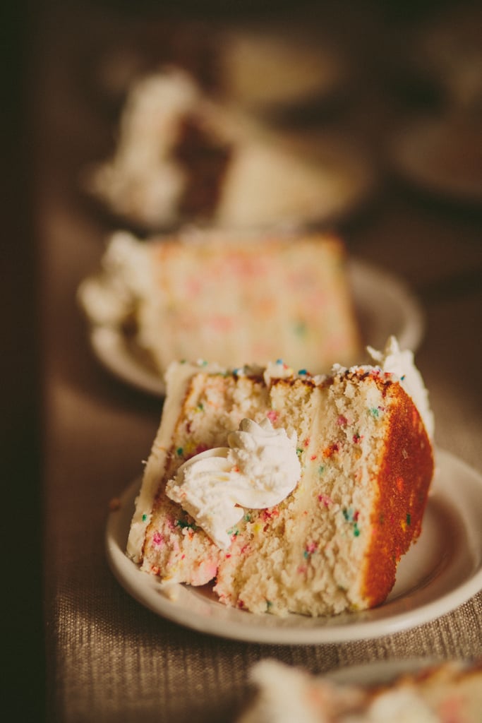 Close-Up of the Wedding Cake Sliced