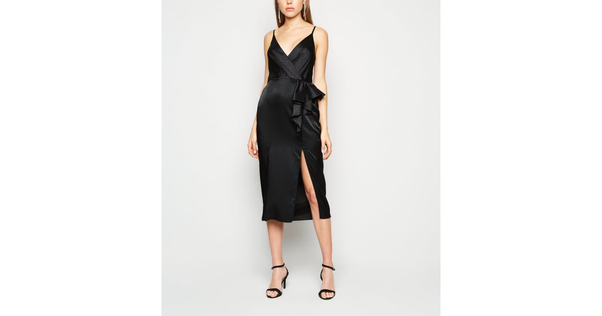 new look black ruffle dress