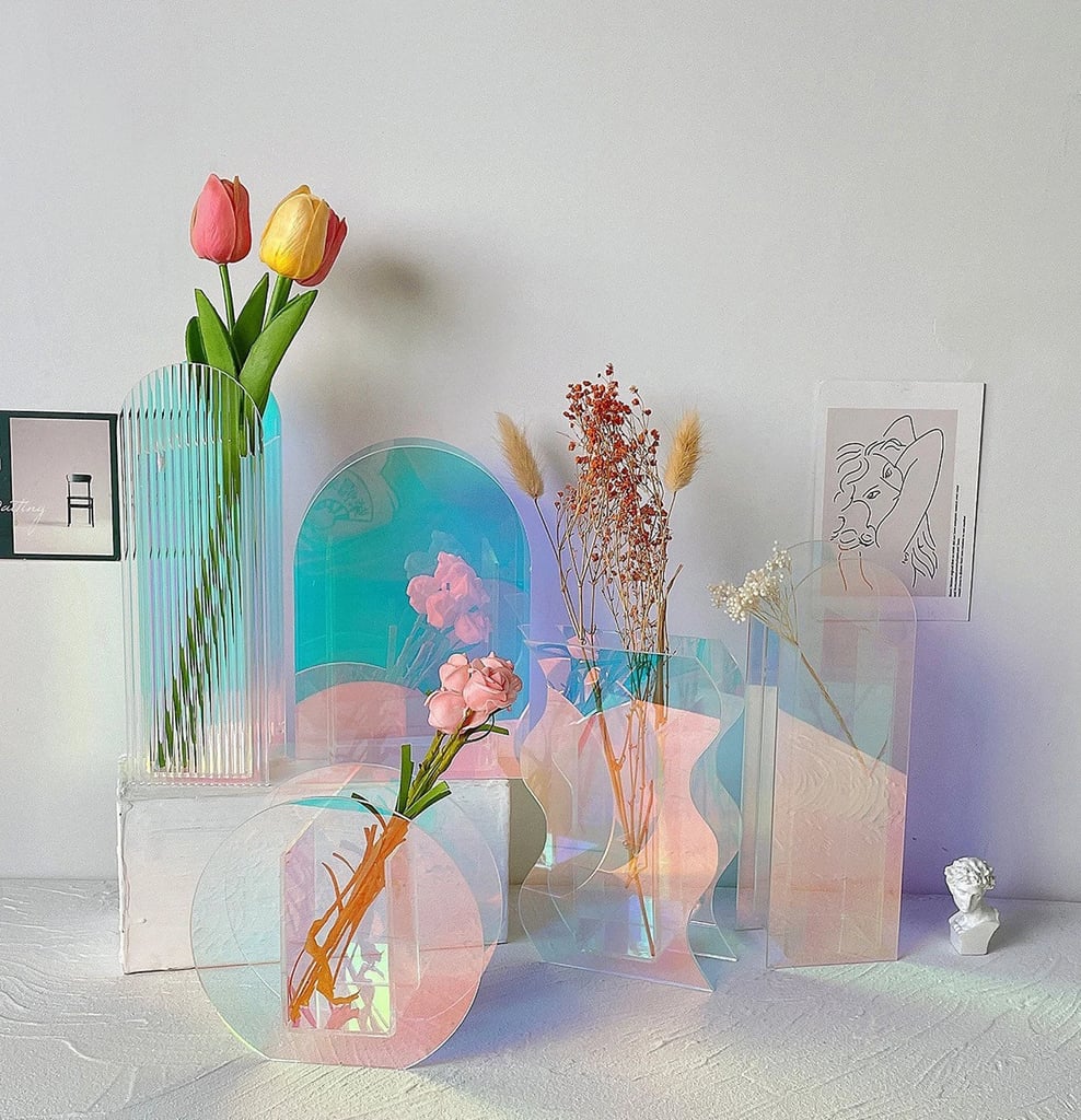 For Translucent Colour: Jojo By Joda Iridescent Rainbow and Mirrored Acrylic Vase