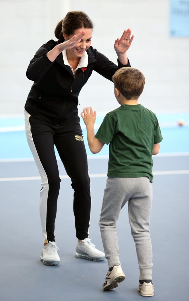 In October 2017, she wore some of the coolest trainers to date when she played tennis with children: the Nike VaporMax sneakers (£170).