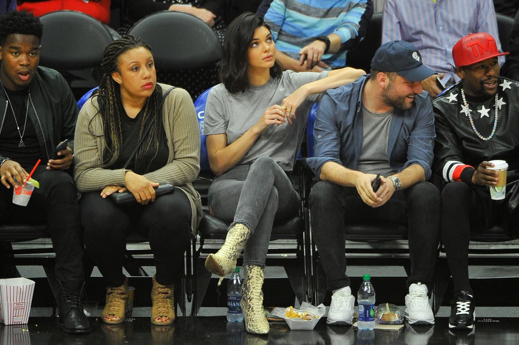 Kendall Jenner's Snakeskin Boots at Basketball Game