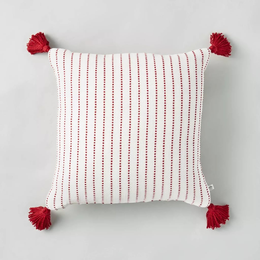 Dotted Stripe Throw Pillow With Tassels