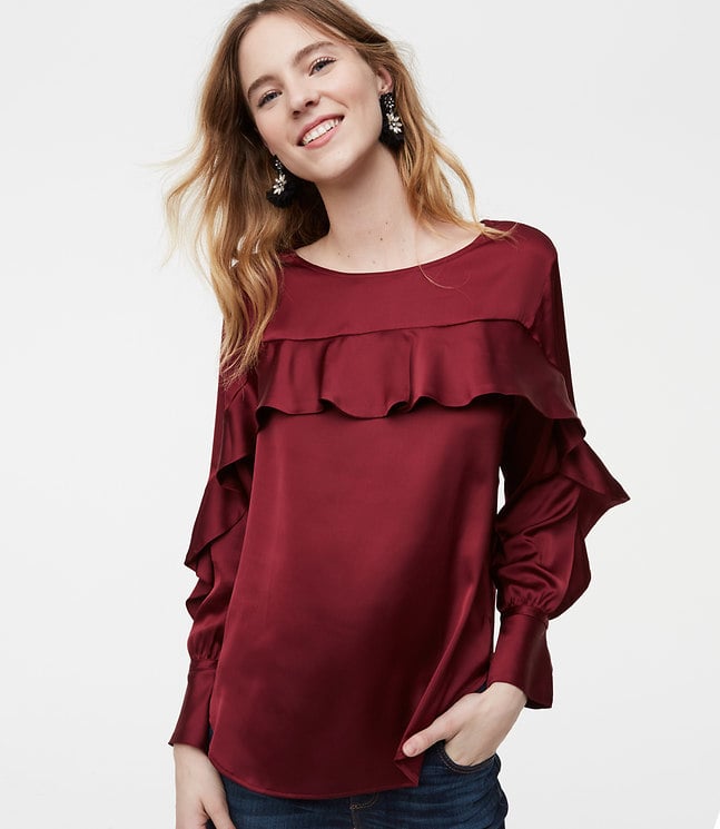 LOFT Charmeuse Cascade Blouse